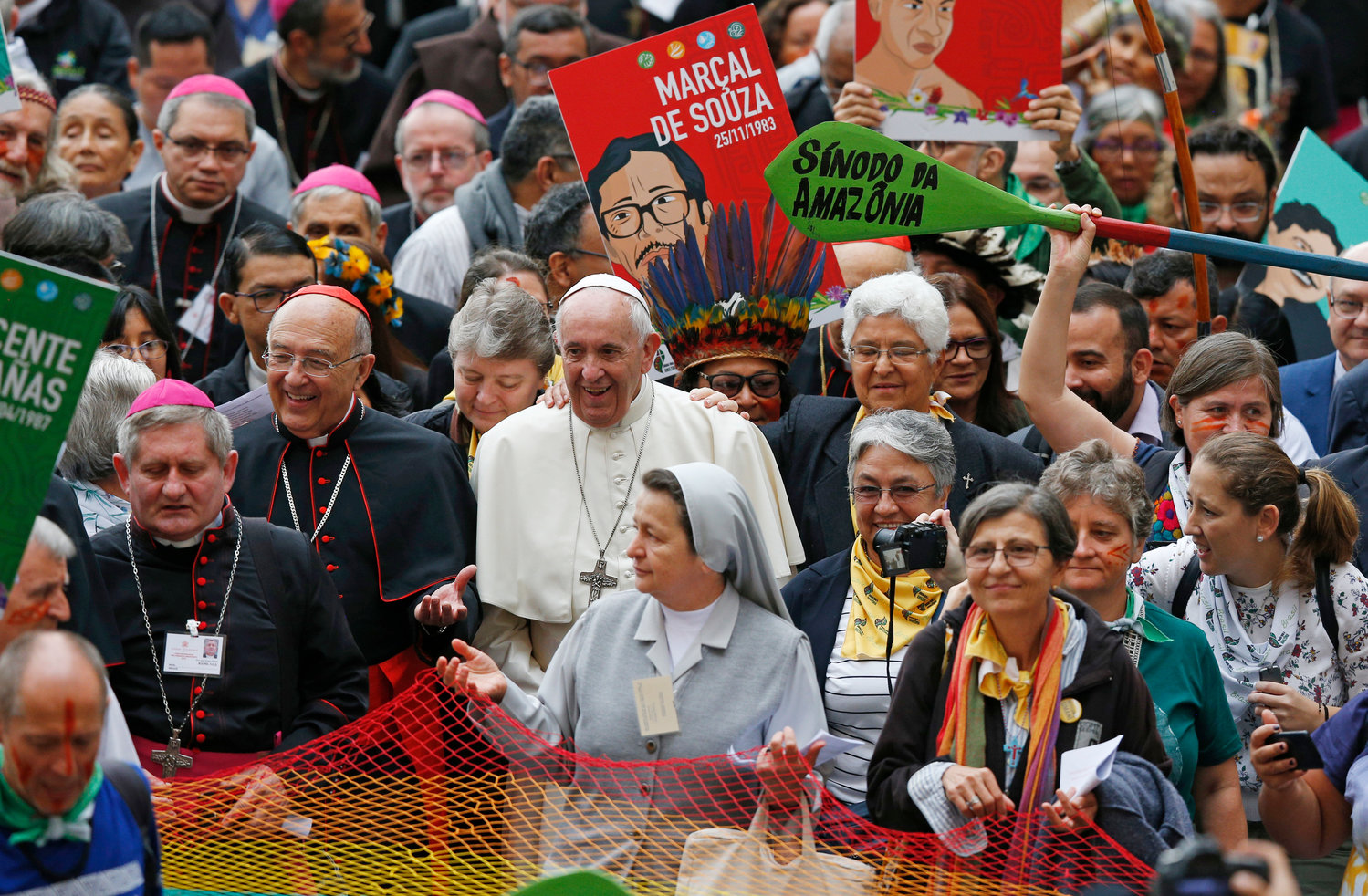 Pope Francis walks in a procession at the start of the first session of the Synod of Bishops for the Amazon at the Vatican in this Oct. 7, 2019, file photo. The Vatican on Feb. 12 released the Pope’s apostolic exhortation, “Querida Amazonia” (Beloved Amazonia), which offers his conclusions from the synod.